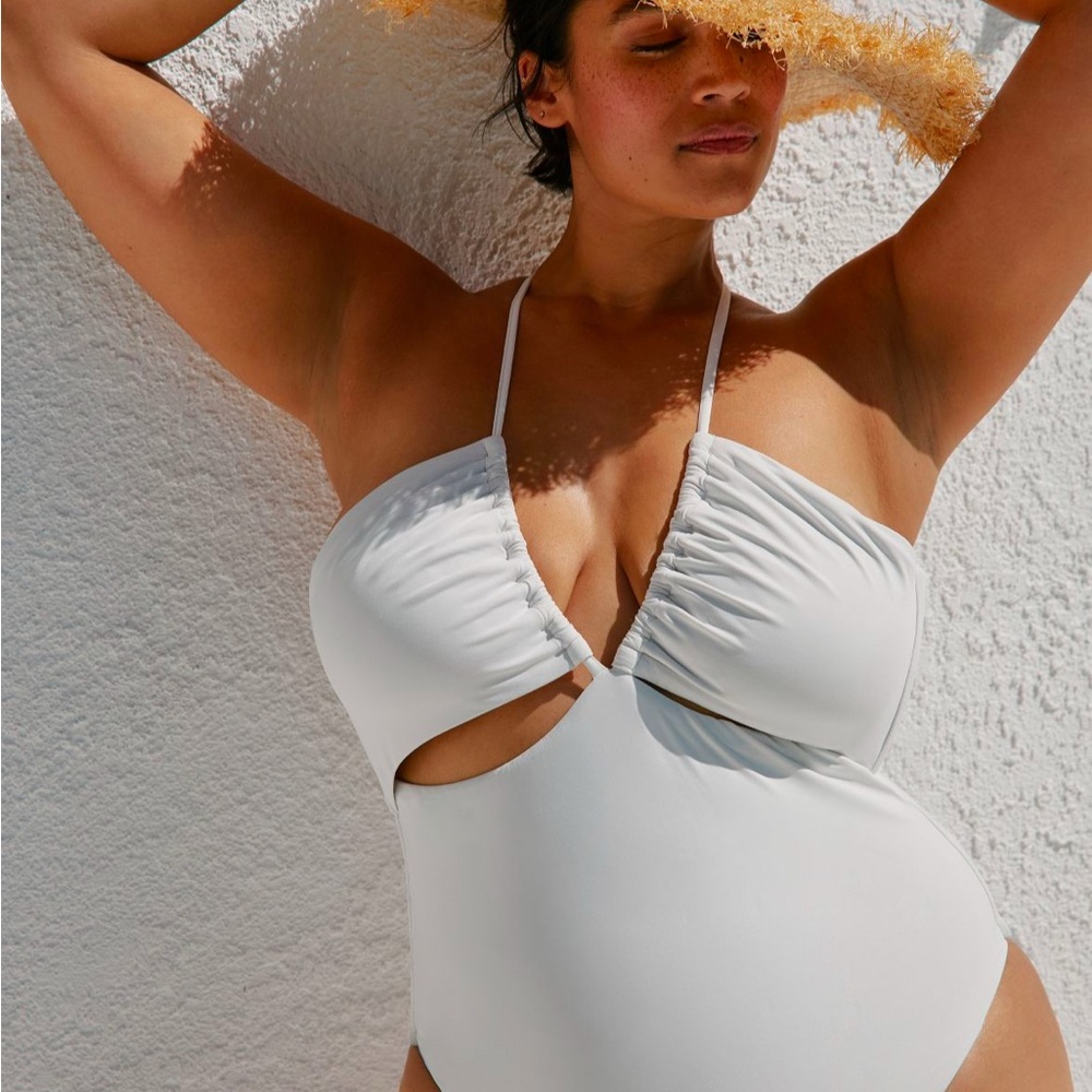 Chic White Anthropologie Halter Swimsuit